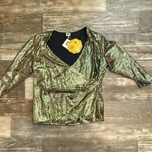 Anne Klein blouse sparkling gold top
